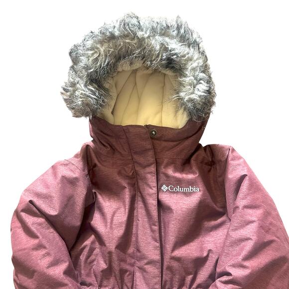 Columbia Girls Omni-Tech Outgrown Winter Parka XS 6/6X Burgundy Hooded - Picture 1 of 13